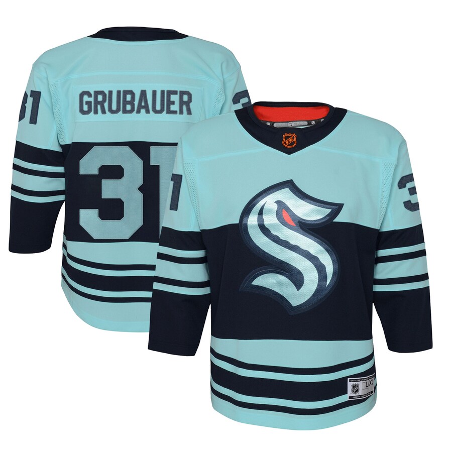 Youth Seattle Kraken Philipp Grubauer Teal Special Edition 2.0 Premier Player Jersey - Puhuasuan