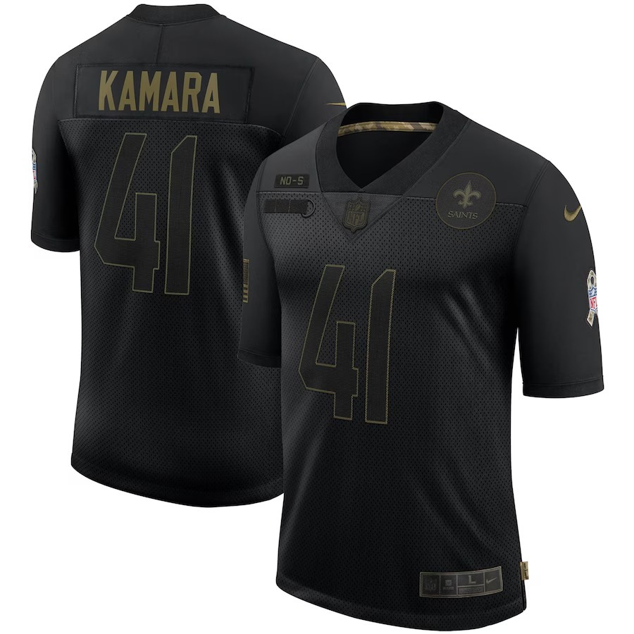 Men's New Orleans Saints Alvin Kamara Nike Black 2020 Salute To Service Limited Jersey - Puhuasuan