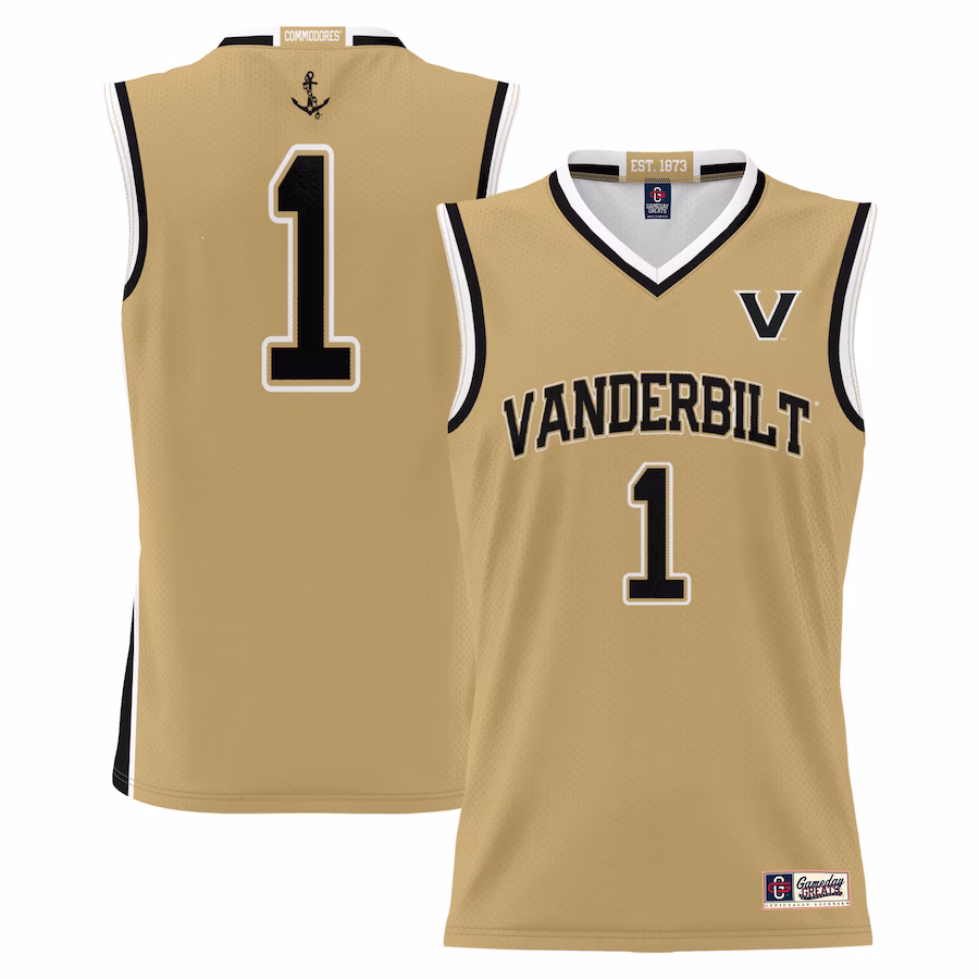 #1 Vanderbilt Commodores GameDay Greats Replica Lightweight Basketball Jersey - Gold - Puhuasuan