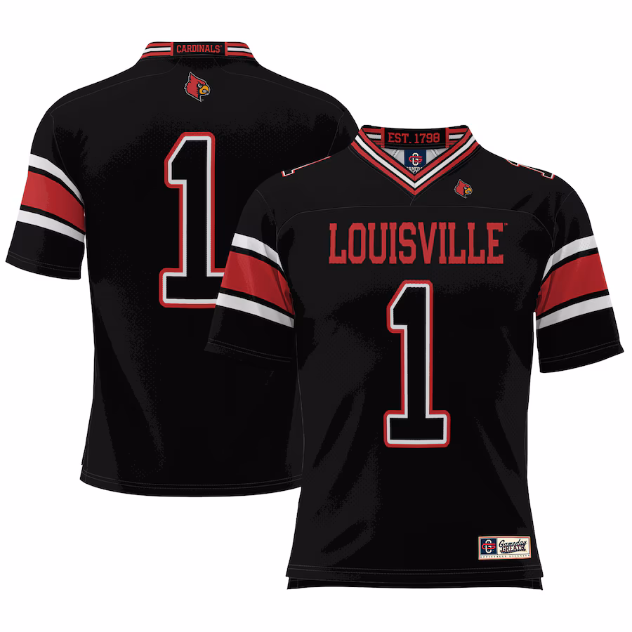 #1 Louisville Cardinals GameDay Greats Youth Football Jersey - Black - Puhuasuan