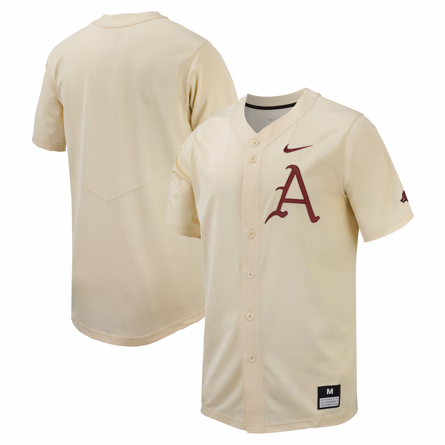 Men's Nike Cream Arkansas Razorbacks Replica Baseball Jersey - Puhuasuan