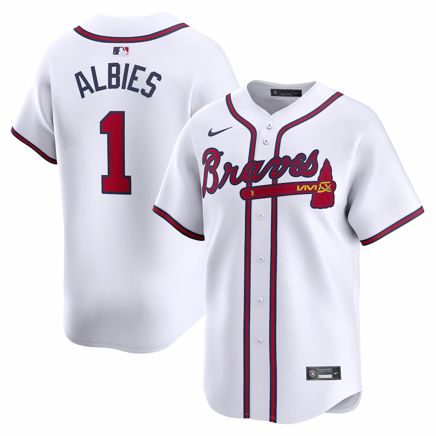 Men's Atlanta Braves Ozzie Albies Nike White Home Limited Player Jersey - Puhuasuan