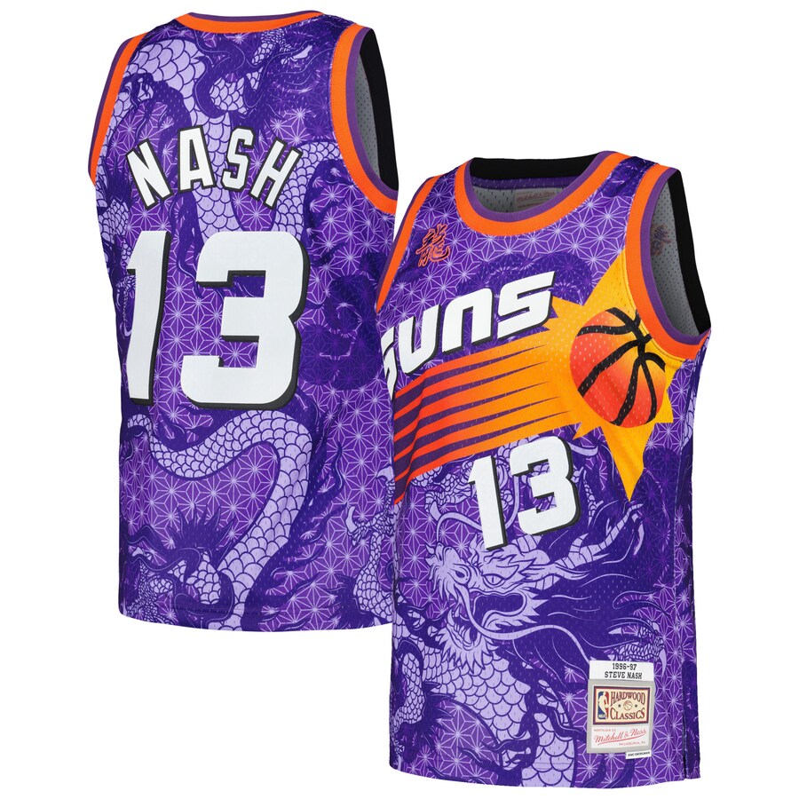 Men's Phoenix Suns Steve Nash Mitchell & Ness Purple 1996/97 Hardwood Classics Asian Heritage 6.0 Swingman Throwback Player Jersey - Puhuasuan