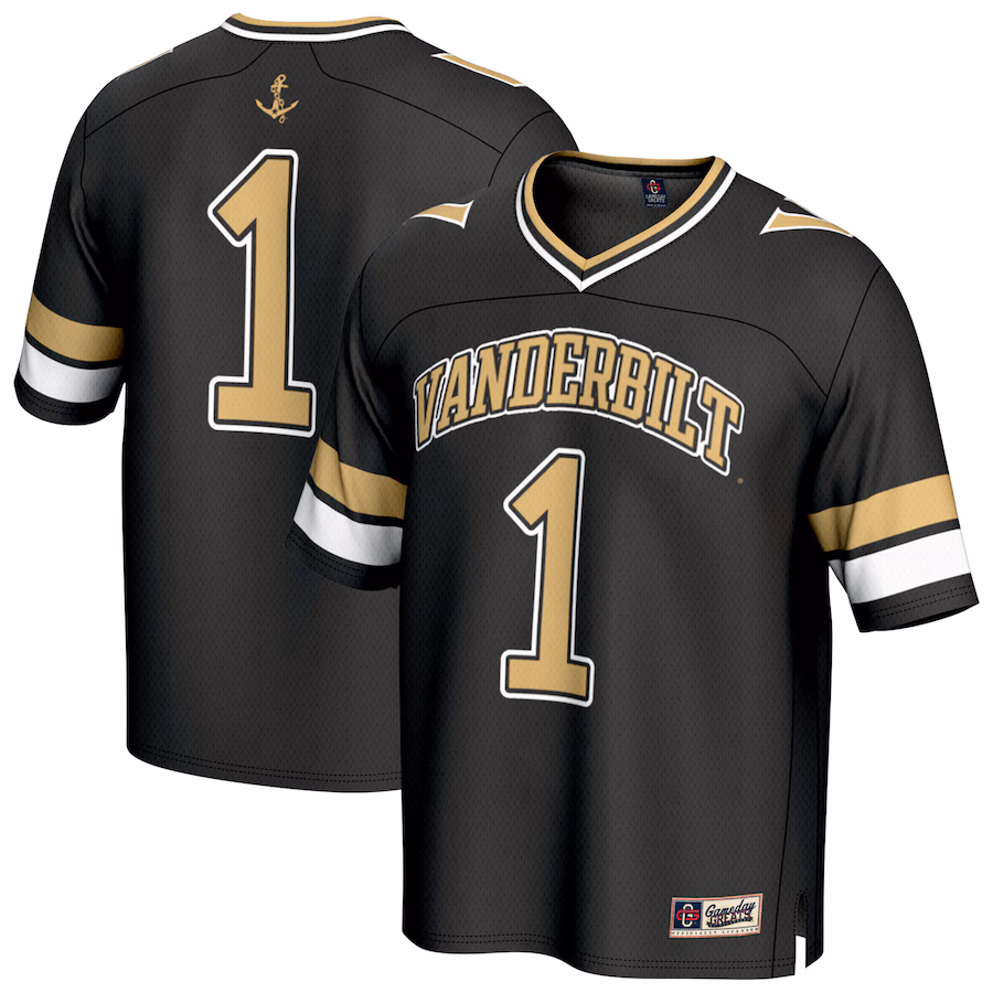 Youth GameDay Greats #1 Black Vanderbilt Commodores Lightweight Collegiate Football Fashion Jersey - Puhuasuan