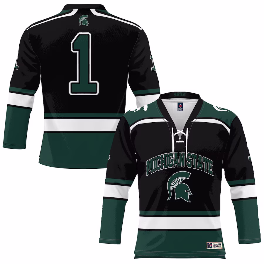 #1 Michigan State Spartans GameDay Greats Hockey Jersey - Black - Puhuasuan