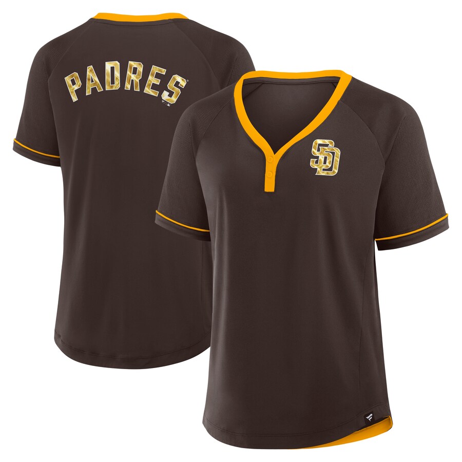 Women's San Diego Padres Fanatics Brown League Diva Star Raglan V-Neck T-Shirt - Puhuasuan