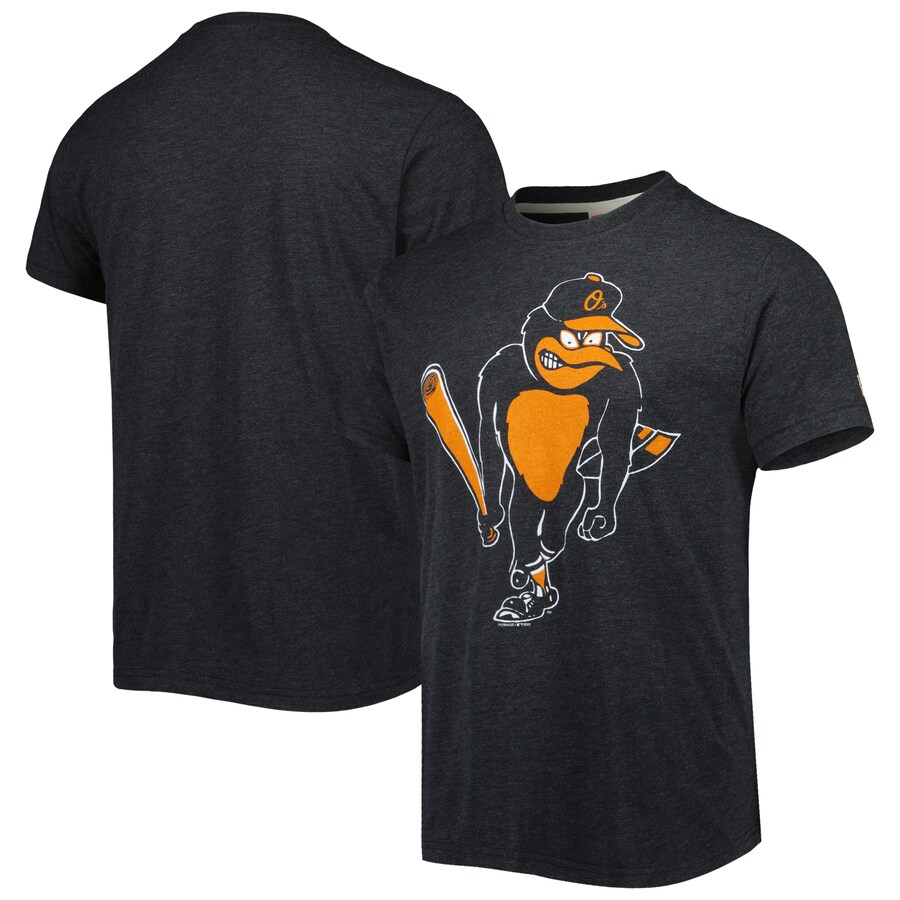 Men's Baltimore Orioles Homage Charcoal Hand-Drawn Logo Tri-Blend T-Shirt - Puhuasuan