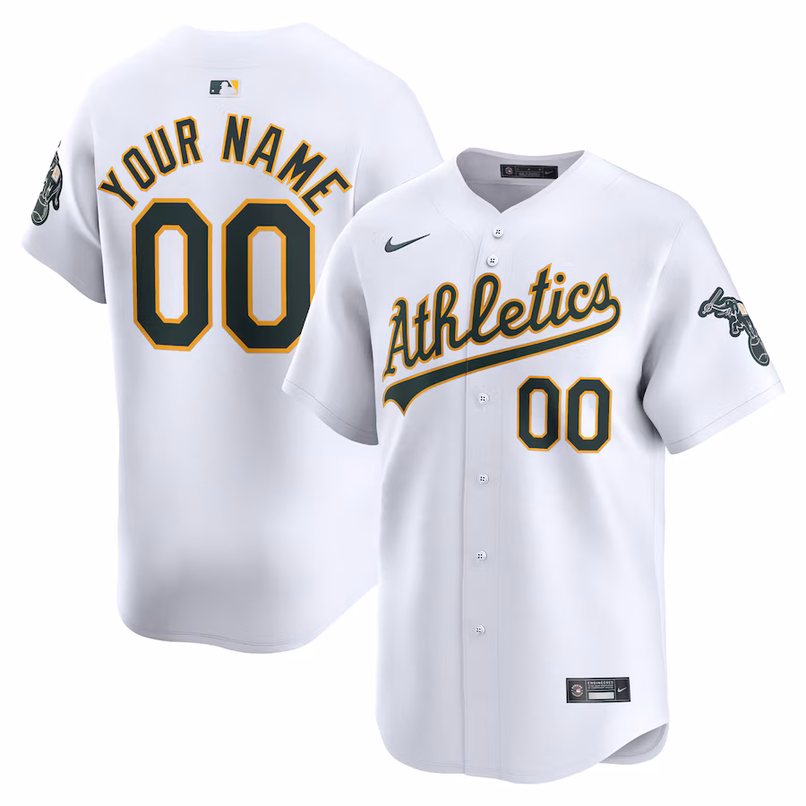 Men's Oakland Athletics Nike White Home Limited Custom Jersey - Puhuasuan