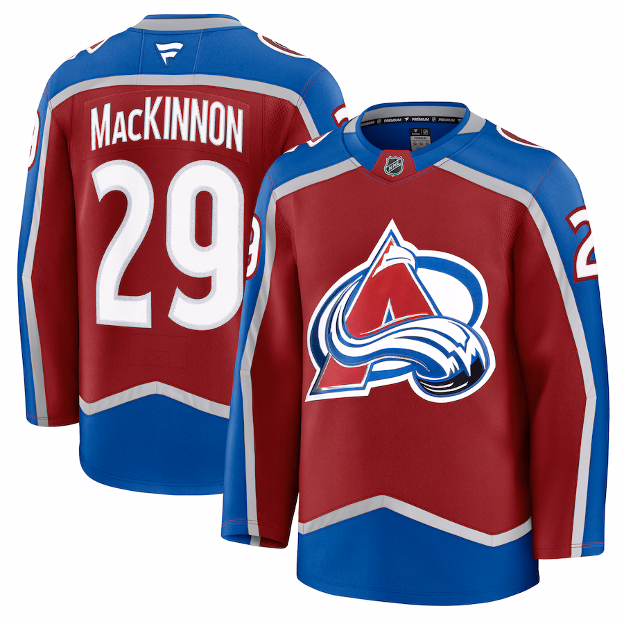 Men's Colorado Avalanche Nathan MacKinnon Fanatics Burgundy Home Premium Jersey - Puhuasuan