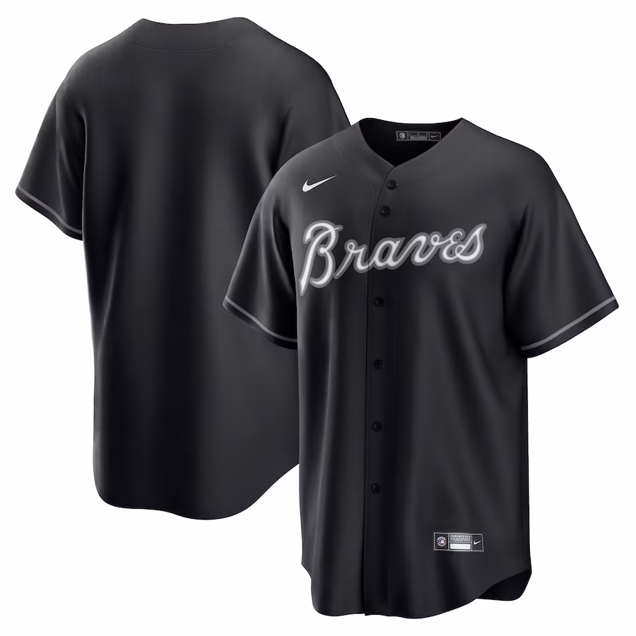 Men's Atlanta Braves Nike Black/White Official Replica Jersey - Puhuasuan