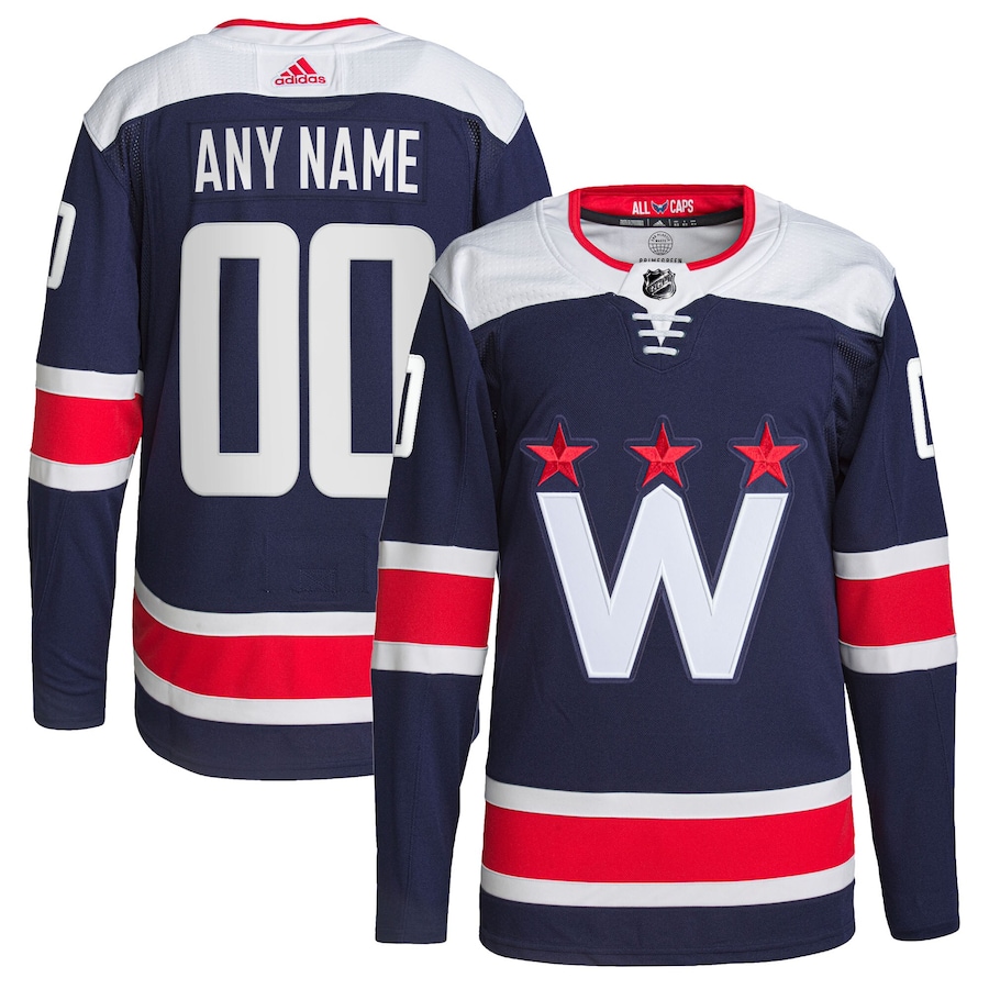 Men's Washington Capitals adidas Navy Alternate Primegreen Authentic Custom Jersey - Puhuasuan