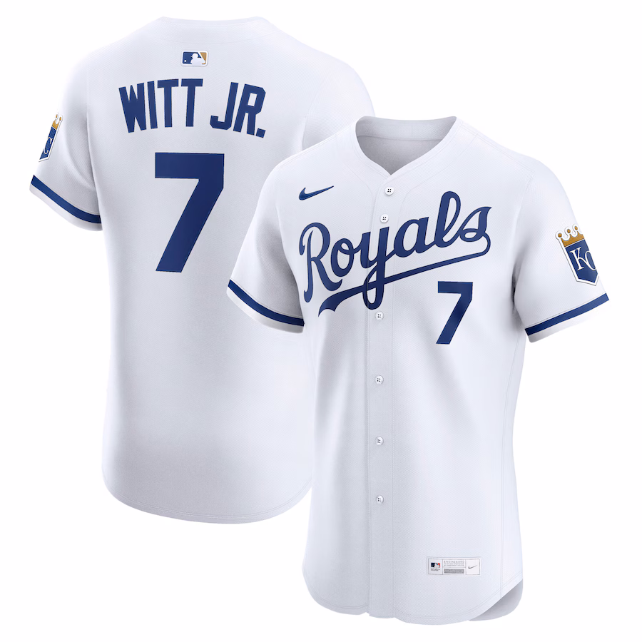Men's Kansas City Royals Bobby Witt Jr. Nike White Home Elite Jersey - Puhuasuan