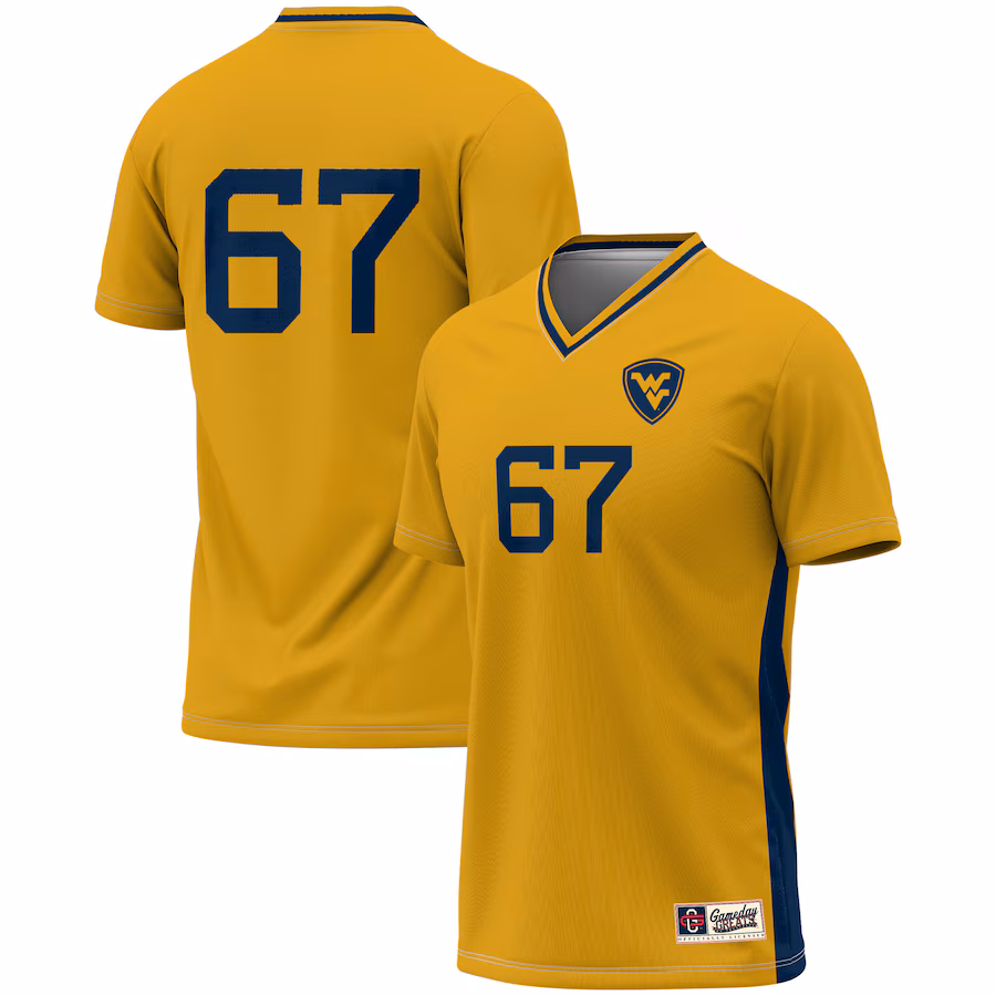Youth GameDay Greats #67 Gold West Virginia Mountaineers Lightweight Women's Soccer Fashion Jersey - Puhuasuan