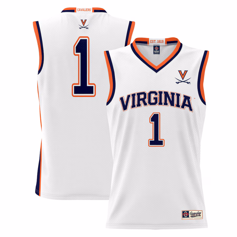 #1 Virginia Cavaliers GameDay Greats Youth Lightweight Basketball Jersey - White - Puhuasuan