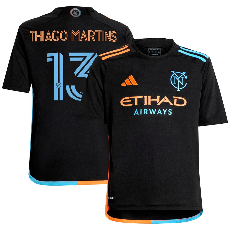 Youth New York City FC Thiago Martins adidas Black 2024 24/7 Kit Replica Player Jersey - Puhuasuan