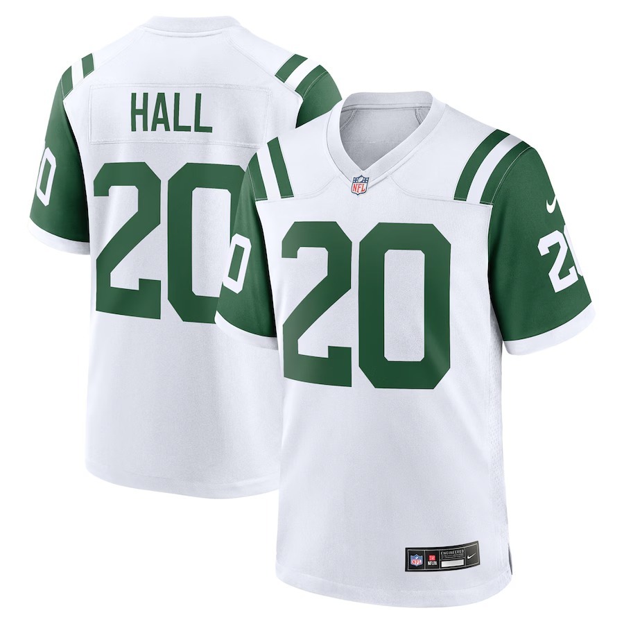 Men's New York Jets Breece Hall Nike White Classic Alternate Game Jersey - Puhuasuan