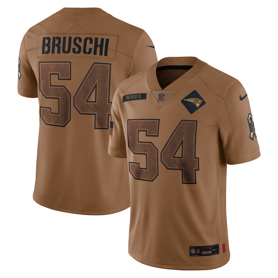 Men's New England Patriots Tedy Bruschi Nike Brown Salute To Service Retired Player Limited Jersey - Puhuasuan
