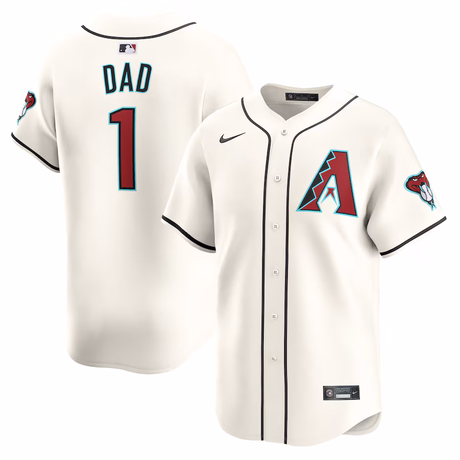 Men's Arizona Diamondbacks Nike White #1 Dad Home Limited Jersey - Puhuasuan