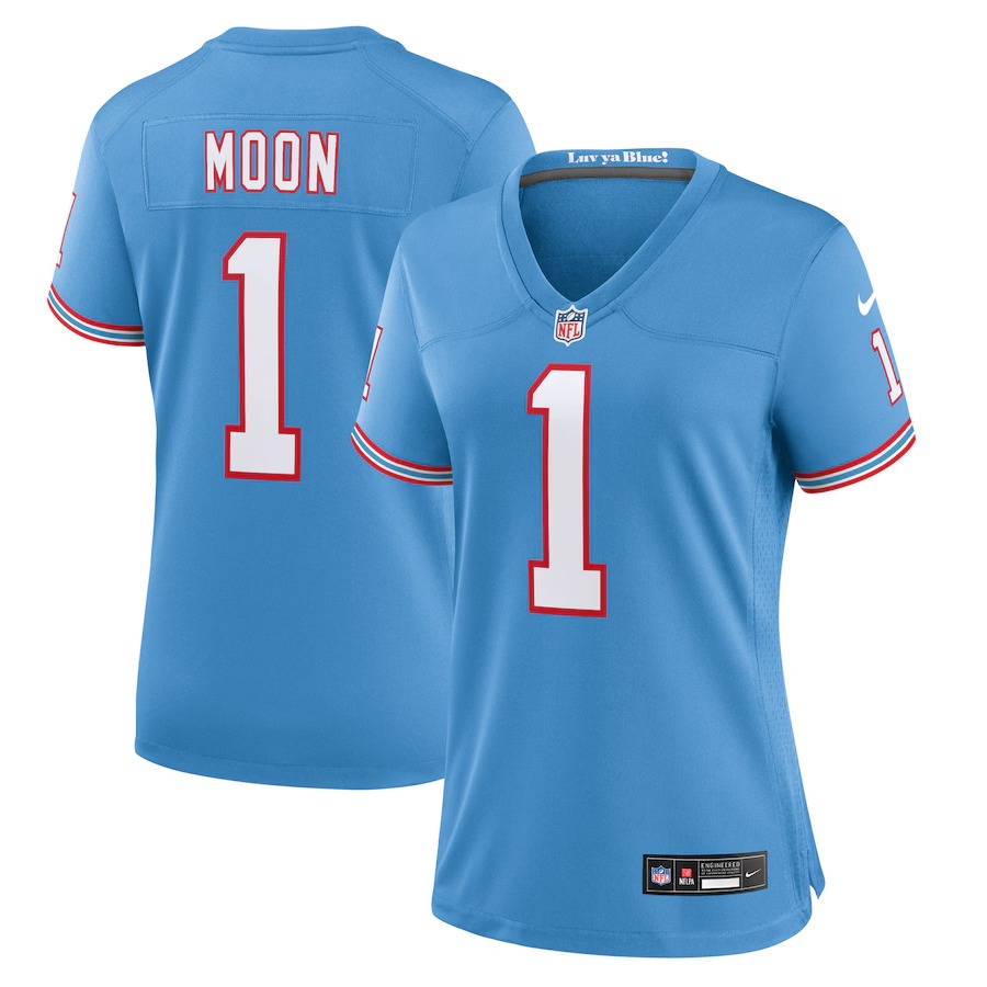 Women's Tennessee Titans Warren Moon Nike Light Blue Oilers Throwback Retired Player Game Jersey - Puhuasuan