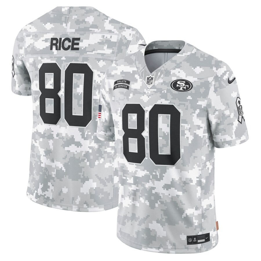 Men's San Francisco 49ers Jerry Rice Nike Arctic Camo 2024 Salute to Service Retired Player Limited Jersey - Puhuasuan