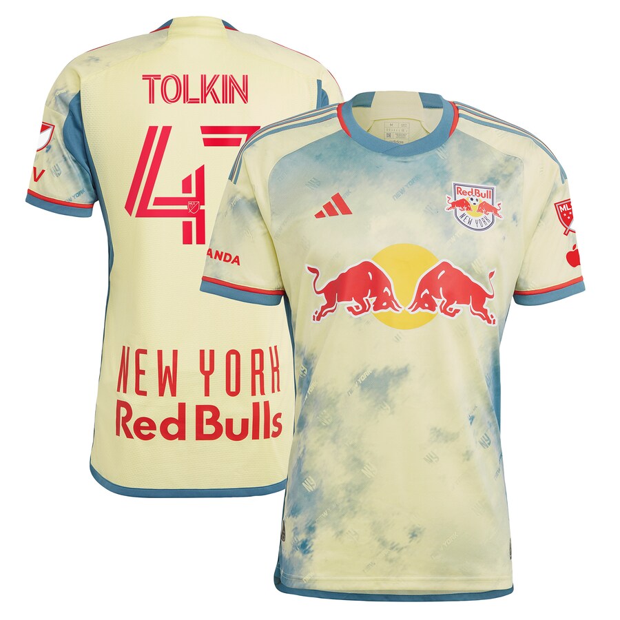Men's New York Red Bulls John Tolkin adidas Yellow 2023 Daniel Patrick Kit Authentic Jersey - Puhuasuan