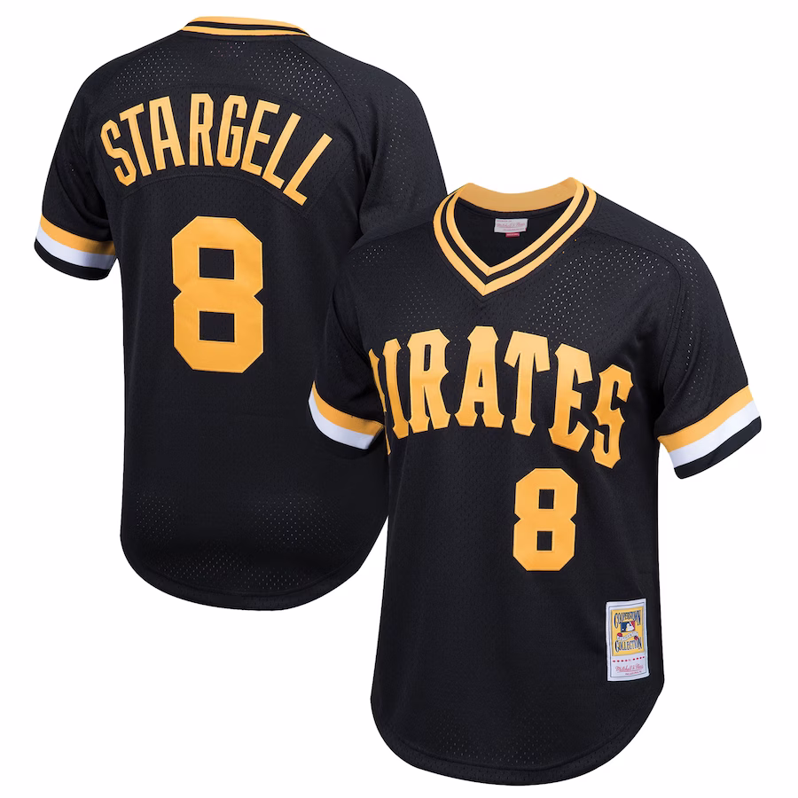 Youth Pittsburgh Pirates Willie Stargell Mitchell & Ness Black Cooperstown Collection Mesh Batting Practice Jersey - Puhuasuan