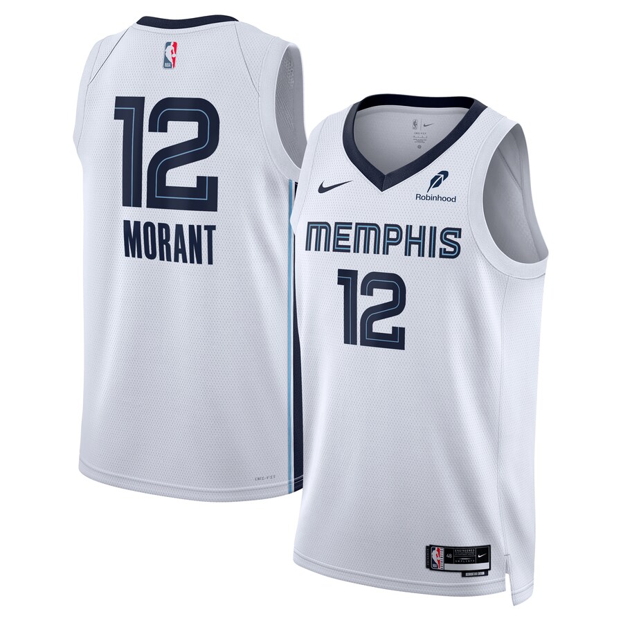 Unisex Memphis Grizzlies Ja Morant Nike White Swingman Badge Player Jersey - Association Edition - Puhuasuan