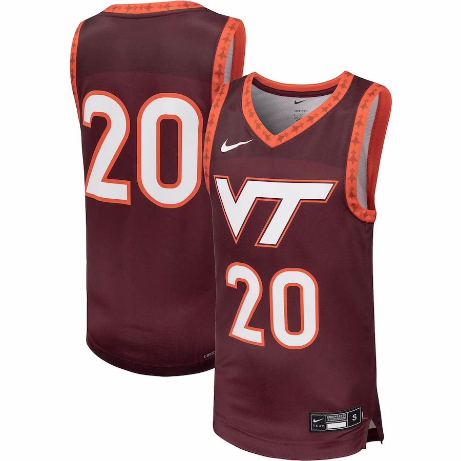 #20 Virginia Tech Hokies Nike Youth Team Replica Basketball Jersey - Maroon - Puhuasuan