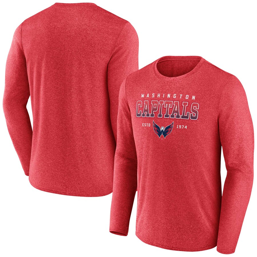 Men's Washington Capitals Fanatics Heather Red Long Sleeve T-Shirt - Puhuasuan