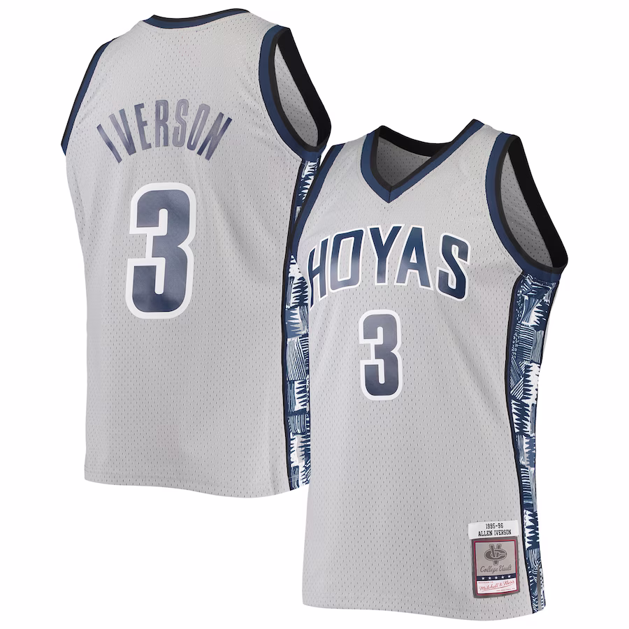 Allen Iverson Georgetown Hoyas Mitchell & Ness 1995/96 Swingman Replica Jersey - Gray - Puhuasuan
