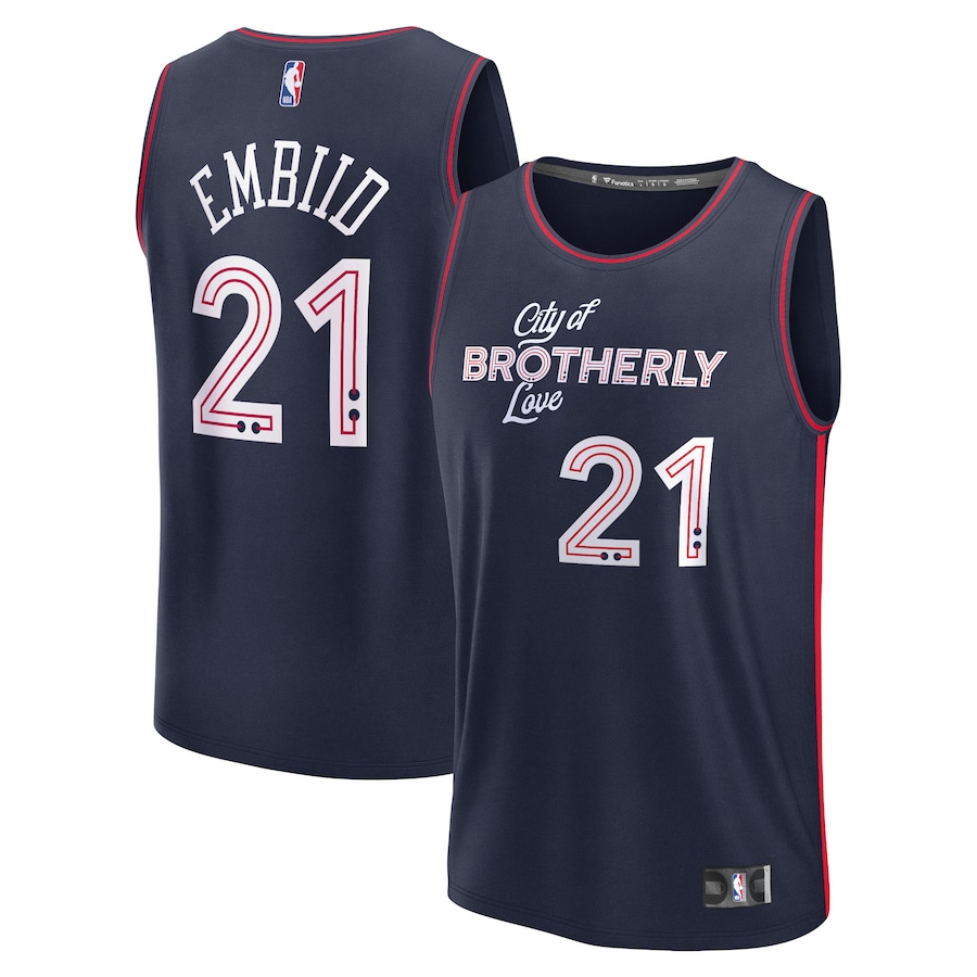 Men's Philadelphia 76ers Joel Embiid Fanatics Navy Fast Break Jersey - City Edition - Puhuasuan