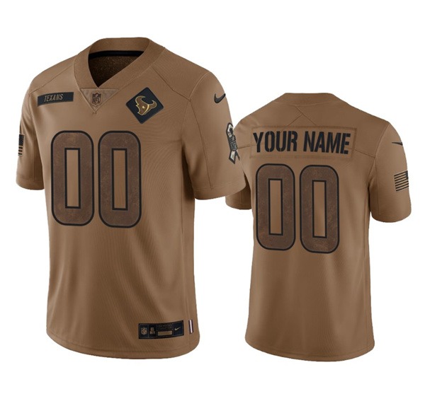 Men's Houston Texans Active Player Custom 2023 Brown Salute To Service Limited Football Stitched Jersey - Puhuasuan