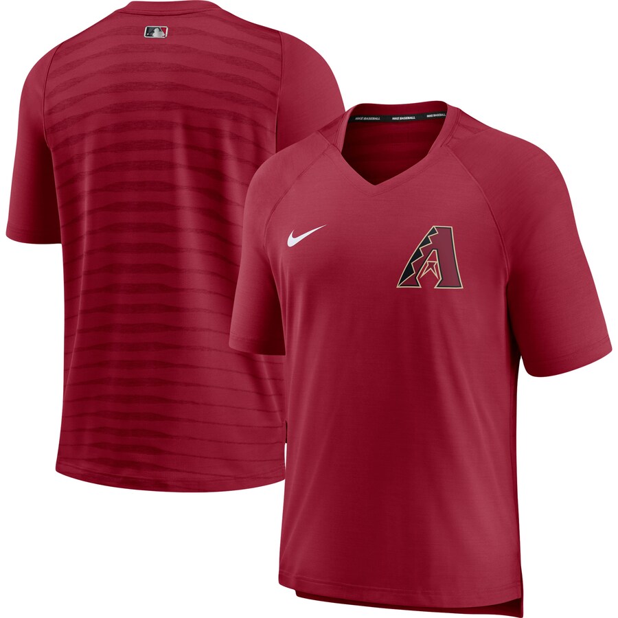 Men's Arizona Diamondbacks Nike Red Authentic Collection Pregame Performance V-Neck T-Shirt - Puhuasuan