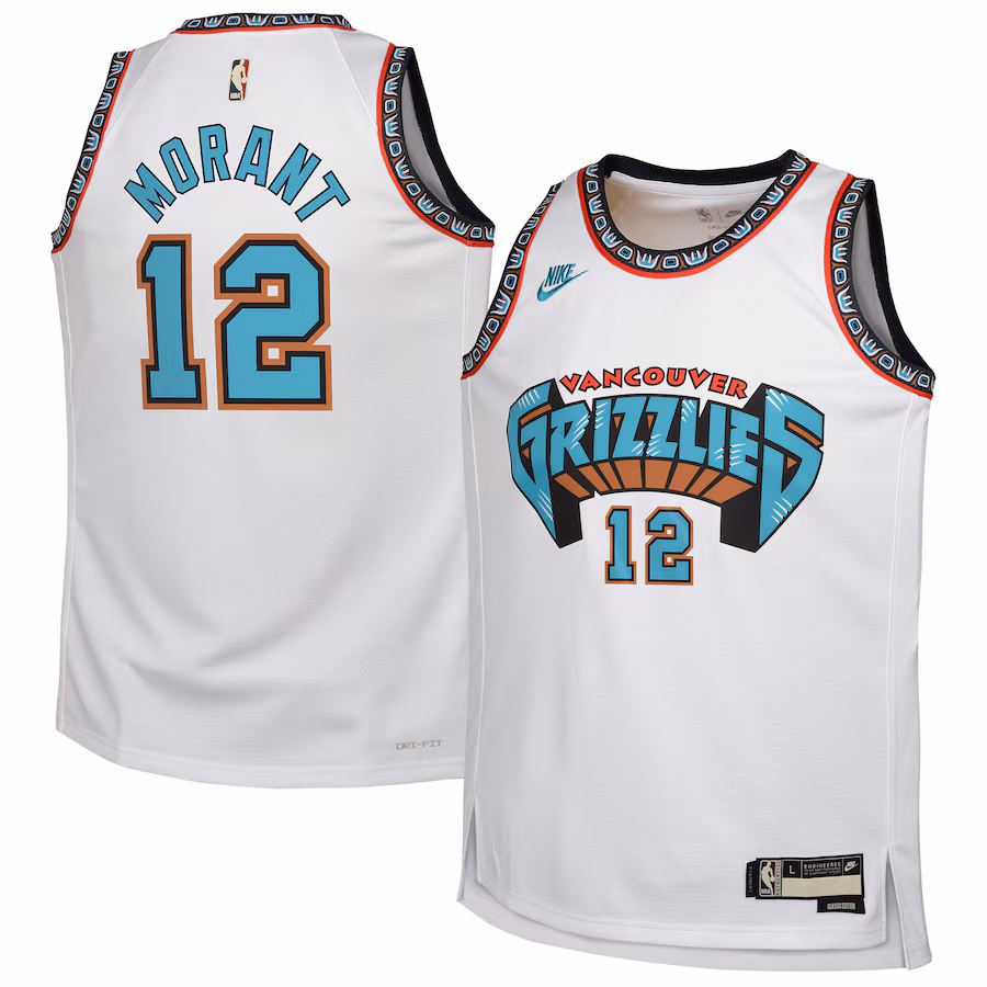 Youth Memphis Grizzlies Ja Morant Nike White 2024/25 Swingman Jersey - Classic Edition - Puhuasuan