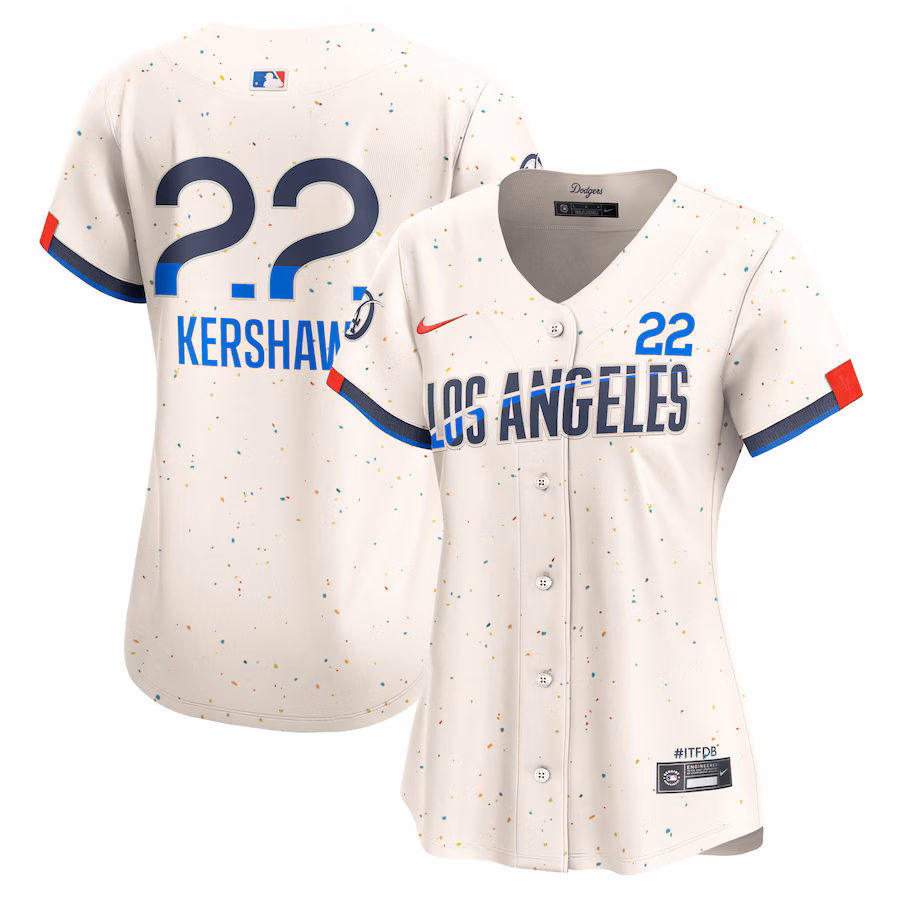 Women's Los Angeles Dodgers Clayton Kershaw Nike Cream 2024 City Connect Limited Player Jersey - Puhuasuan