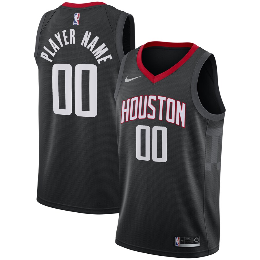Men's Houston Rockets Nike Black Swingman Custom Jersey - Statement Edition - Puhuasuan