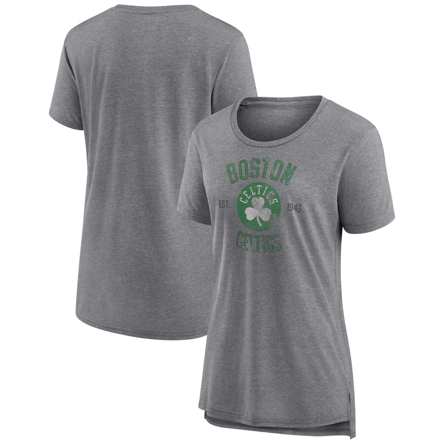Women's Boston Celtics Heather Gray Heritage Tri-Blend T-Shirt - Puhuasuan