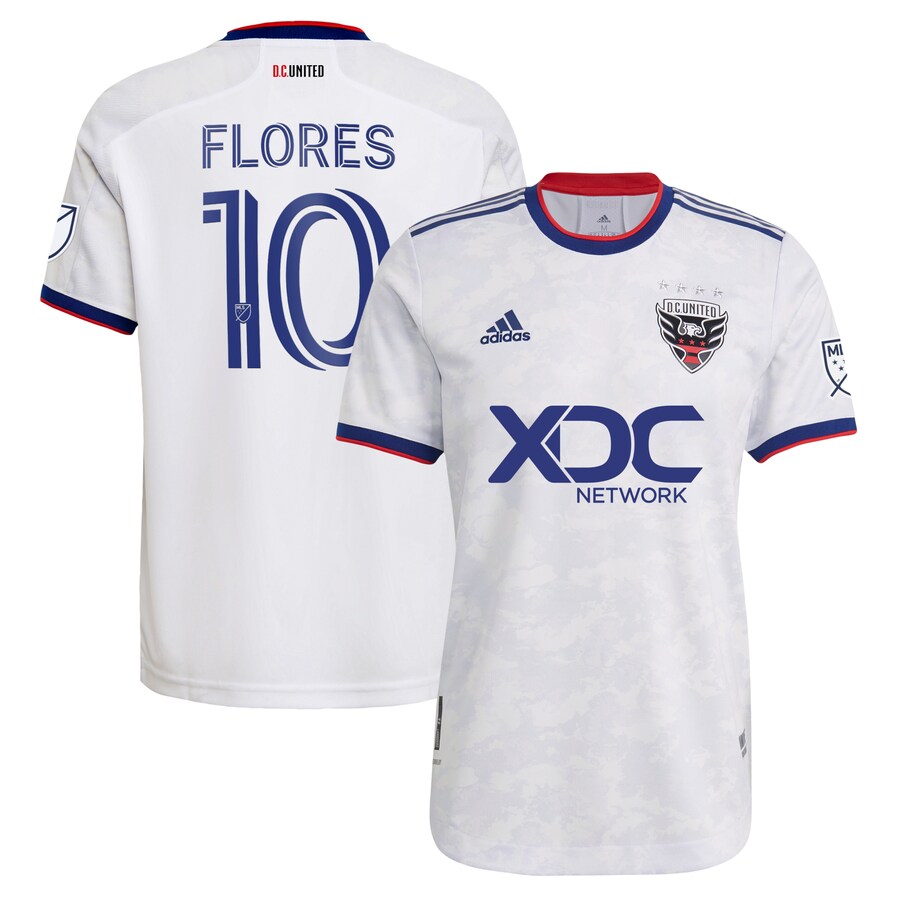 Men's D.C. United Edison Flores adidas White 2022 The Marble Authentic Player Jersey - Puhuasuan