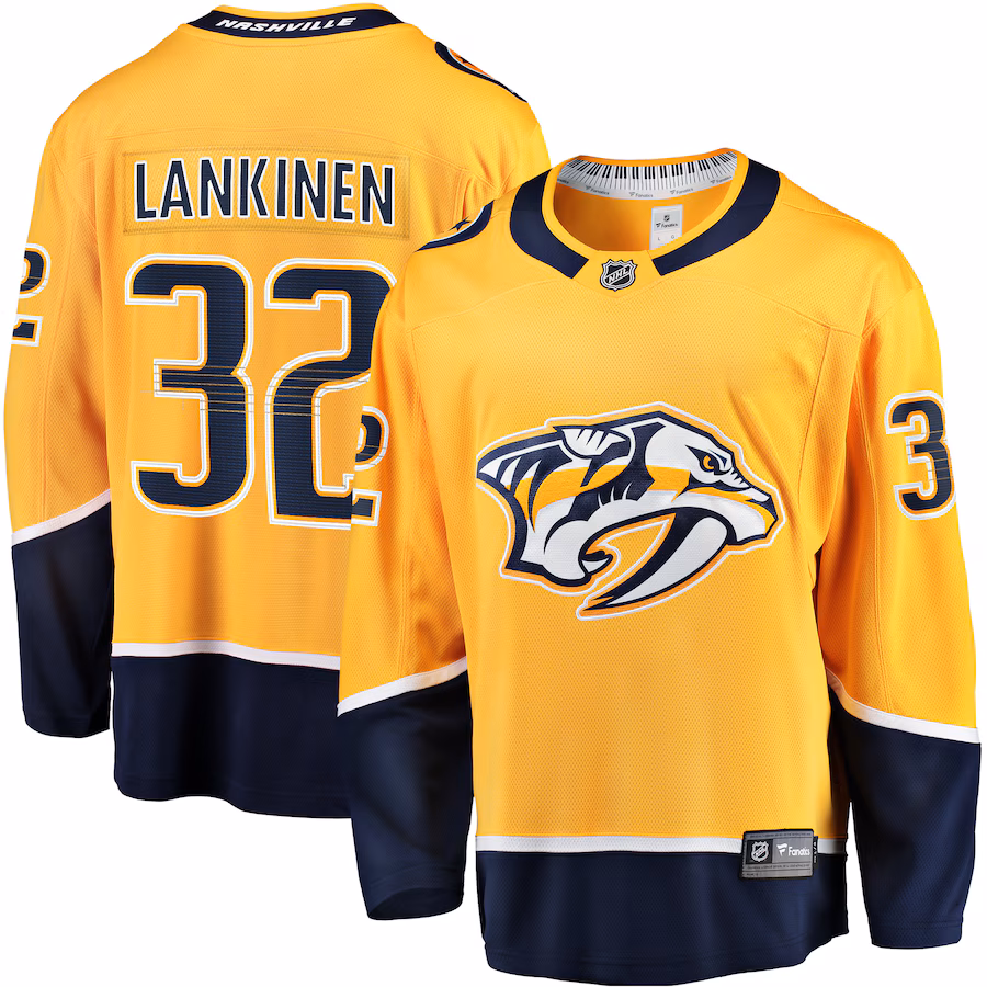 Men's Nashville Predators Kevin Lankinen Fanatics Gold Home Breakaway Player Jersey - Puhuasuan
