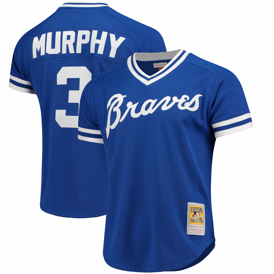 Men's Atlanta Braves Dale Murphy Mitchell & Ness Royal Cooperstown Mesh Batting Practice Jersey - Puhuasuan