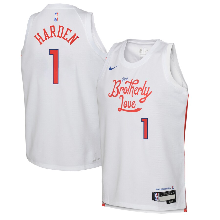 Youth Philadelphia 76ers James Harden Nike White 2022/23 Swingman Jersey - City Edition - Puhuasuan