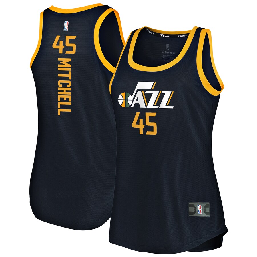 Women's Utah Jazz Donovan Mitchell Fanatics Navy Fast Break Team Tank Jersey - Icon Edition - Puhuasuan