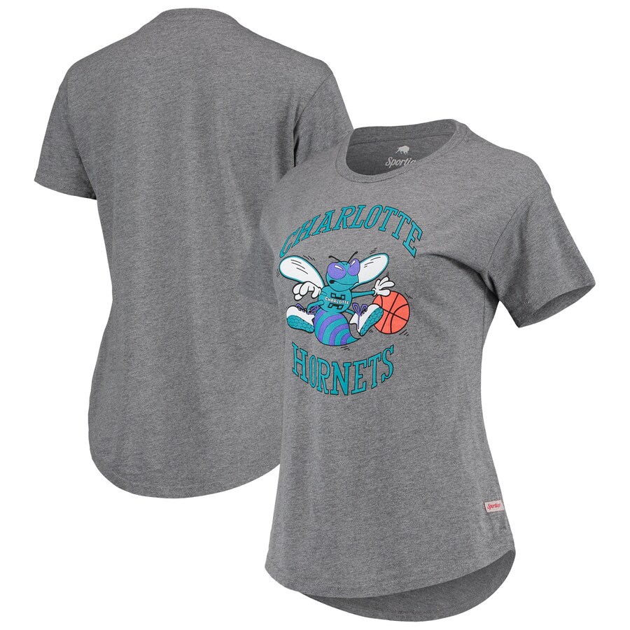 Women's Charlotte Hornets Sportiqe Heathered Gray Tri-Blend Phoebe T-Shirt - Puhuasuan