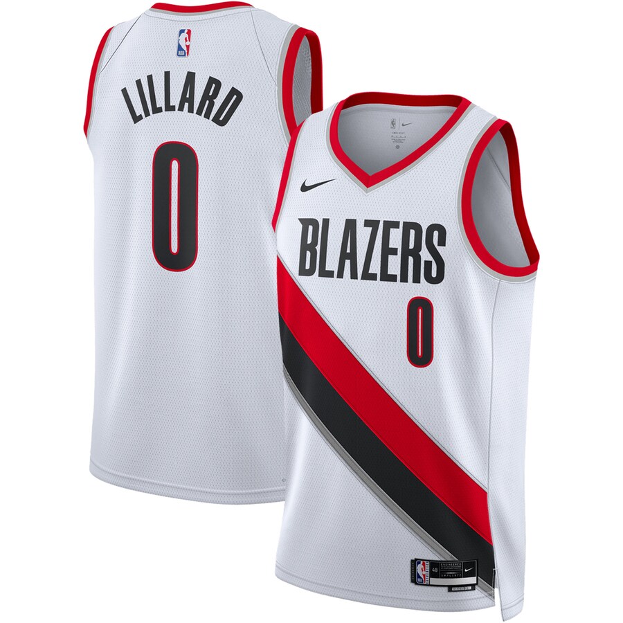 Unisex Portland Trail Blazers Damian Lillard Nike White Swingman Jersey - Association Edition - Puhuasuan