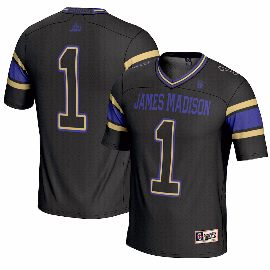 Youth GameDay Greats #1 Black James Madison Dukes Endzone Football Jersey - Puhuasuan
