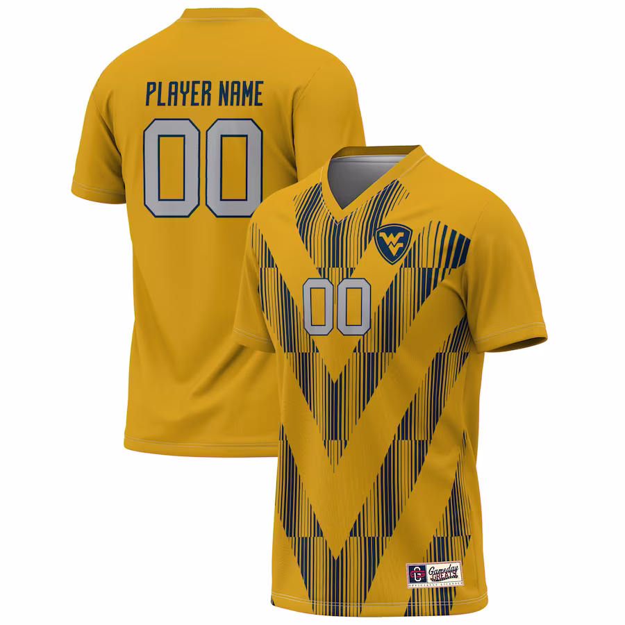 West Virginia Mountaineers GameDay Greats Unisex Pick-A-Player NIL Lightweight Soccer Jersey - Gold - Puhuasuan