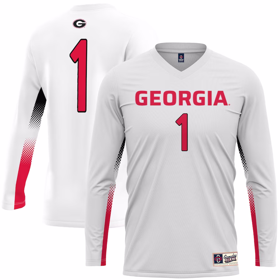 #1 Georgia Bulldogs GameDay Greats Unisex Lightweight Volleyball Jersey - White - Puhuasuan