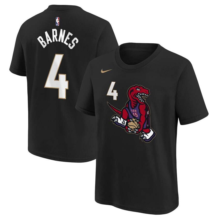 Youth Toronto Raptors Scottie Barnes Nike Black 2024/25 City Edition Name & Number T-Shirt - Puhuasuan