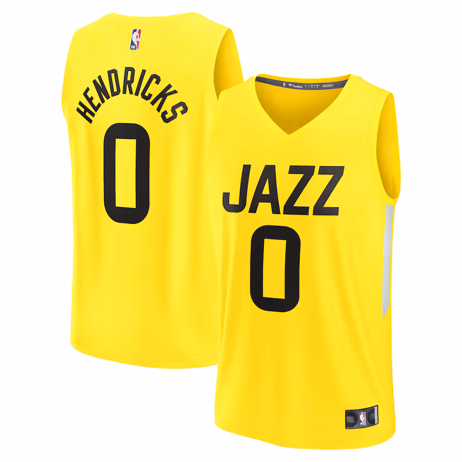 Men's Utah Jazz Taylor Hendricks Fanatics Yellow  Fast Break Replica Jersey - Icon Edition - Puhuasuan