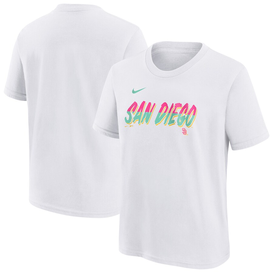 Youth San Diego Padres Nike White City Connect Wordmark T-Shirt - Puhuasuan